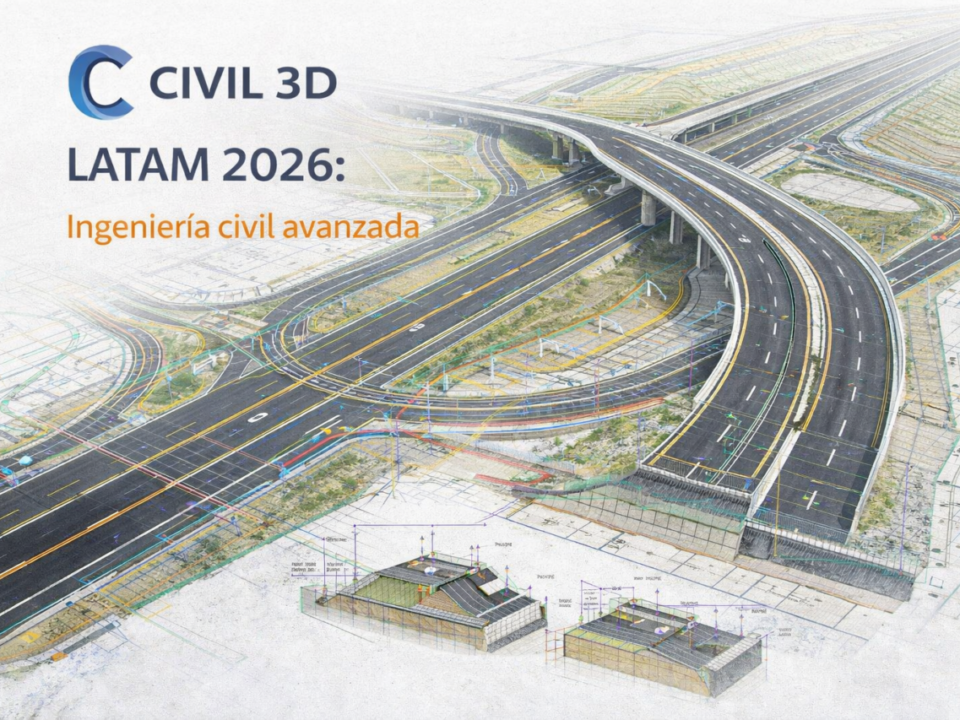 Civil 3D LATAM 2026 modelado de infraestructura vial con diseño topográfico y secciones técnicas en entorno CAD profesional